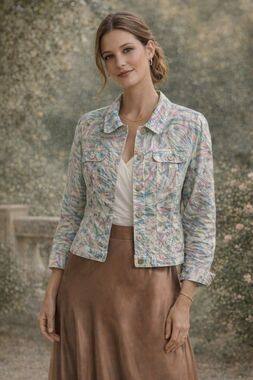 Ruby Rd Jacket Women’s Pastel Sheer Floral Lightweight Long Sleeve Sz 16P